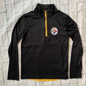 NFL boys youth M Pittsburgh Steelers quarter zip Longsleeve pullover black